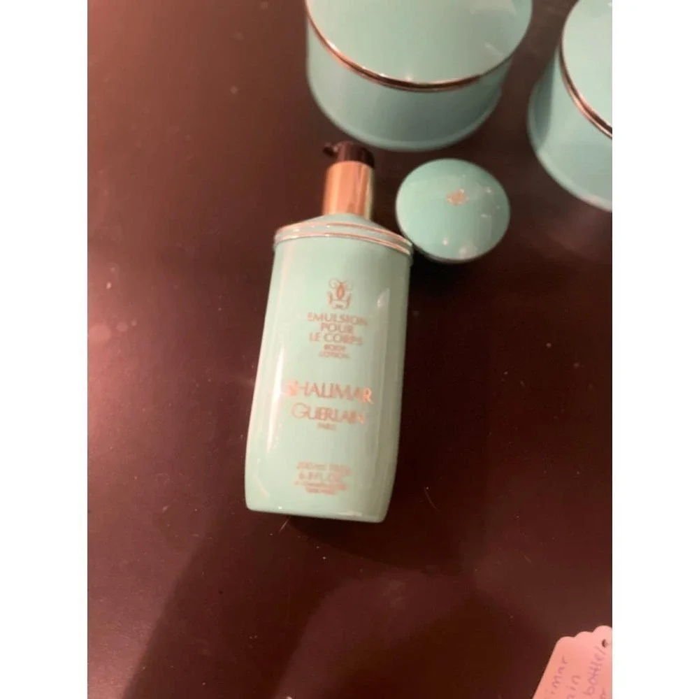 Vintage Shalimar Guerlain 6 Piece Set Turquoise 1980s